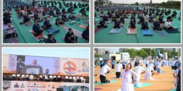 અમદાવાદમાં 12મા આંતરરાષ્ટ્રીય યોગ દિવસની ઉજવણી, રિવરફ્રન્ટ ખાતે મોટી સંખ્યામાં લોકોએ એક સાથે યોગ કર્…